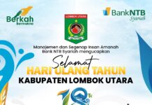 Bank NTB Syariah Mengucapkan Selamat HUT ke-18 Kabupaten Lombok Utara
